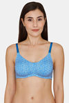Rosaline Everyday Double Layered Non Wired 3/4Th Coverage T-Shirt Bra -Blue Botaic Pt — thumbnail 1